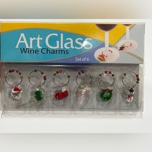Art Glass Wine Charms set of 6